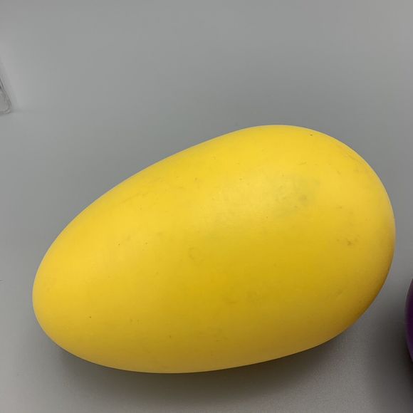 Pair of Plastic Blow Mold Easter Eggs 1 Yellow 1 Purple Yard Lawn Eggs 8" Hollow - Picture 11 of 12
